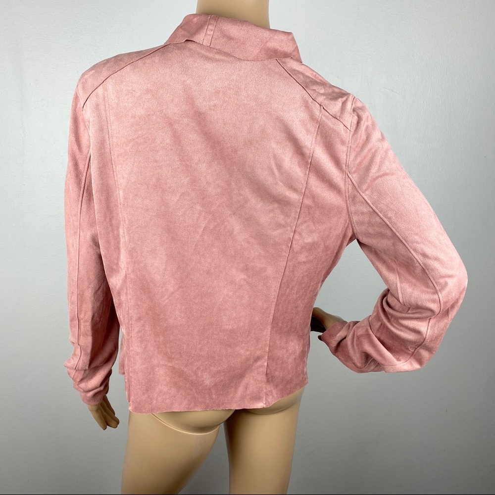 NEW BLANKNYC PINK FAUX SUEDE DRAPE FRONT JACKET - Picture 8 of 10